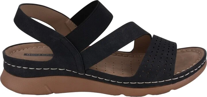 Gc Shoes Women's Grange Perforated Strappy Elastic Comfort Flat Sandals - Image 10