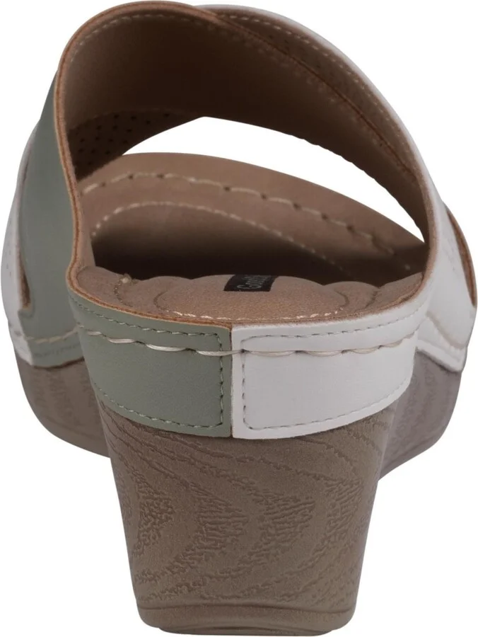 Gc Shoes Women's Hayden Perforated Contrast Cross Strap Wedge Sandals - Green, White - Image 3