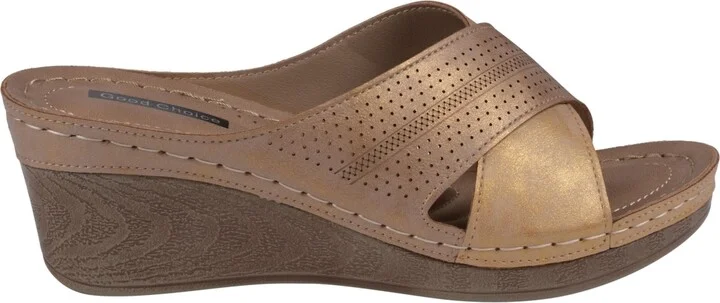 Gc Shoes Women's Hayden Perforated Contrast Cross Strap Wedge Sandals - Green, White - Image 10