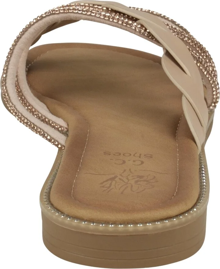 Gc Shoes Women's Jolie Strappy Embellished Slip On Flat Sandals - Image 3