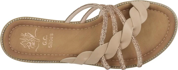 Gc Shoes Women's Jolie Strappy Embellished Slip On Flat Sandals - Image 4