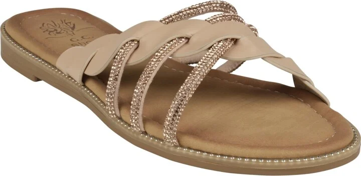 Gc Shoes Women's Jolie Strappy Embellished Slip On Flat Sandals