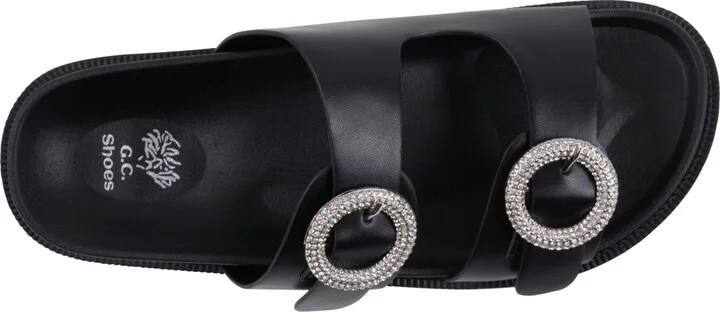 Gc Shoes Women's Jordyn Double Band Embellished Slide Footbed Sandals - Image 4