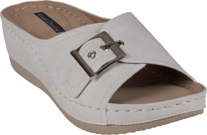 Gc Shoes Women's Justina Buckle Comfort Wedge Sandals