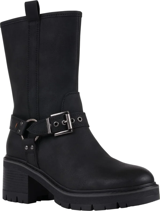 Gc Shoes Women's Knox Buckle Lug Sole Block Heel Mid Calf Boots