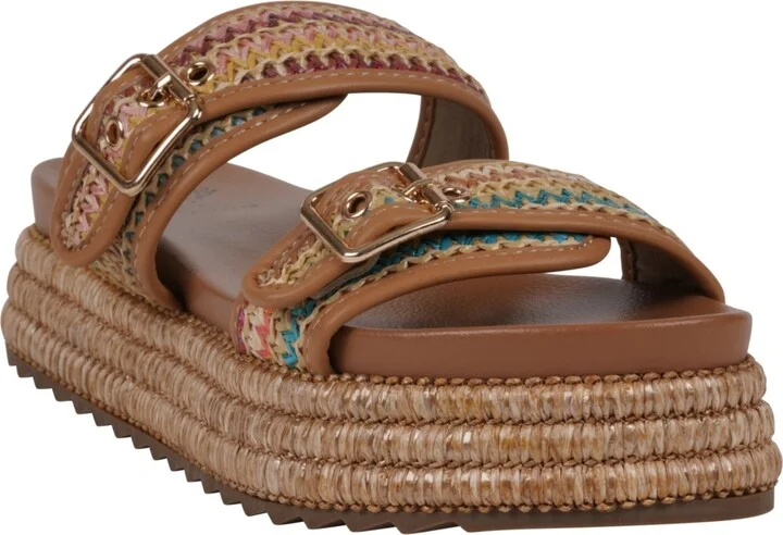 Gc Shoes Women's Lorena Woven Double Band Slide Platform Sandals