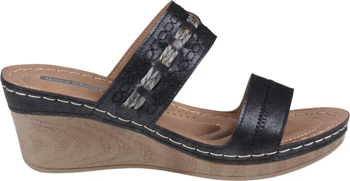 Gc Shoes Women's Mariah Double Band Slip-On Wedge Sandals - Image 6