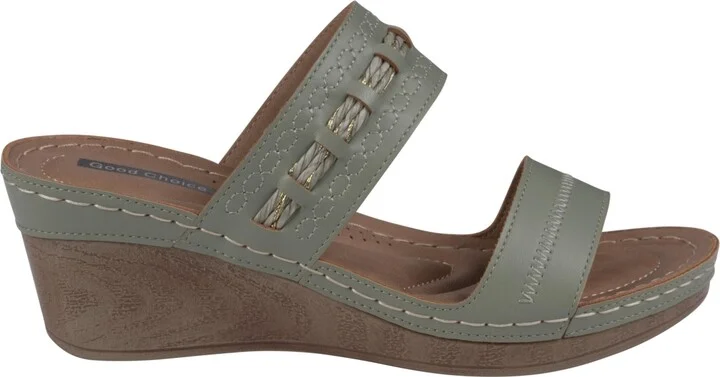Gc Shoes Women's Mariah Double Band Slip-On Wedge Sandals - Image 10