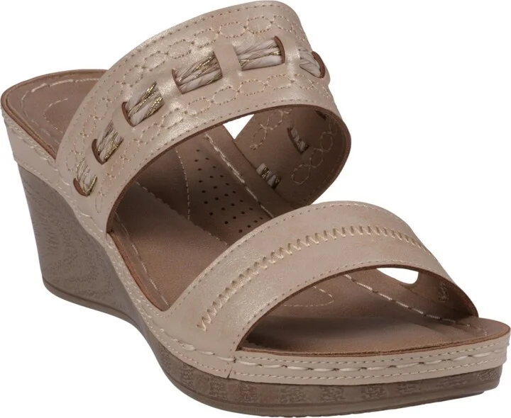 Gc Shoes Women's Mariah Double Band Slip-On Wedge Sandals