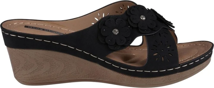 Gc Shoes Women's Miller Cross Strap Flower Slip-On Wedge Sandals - Image 2