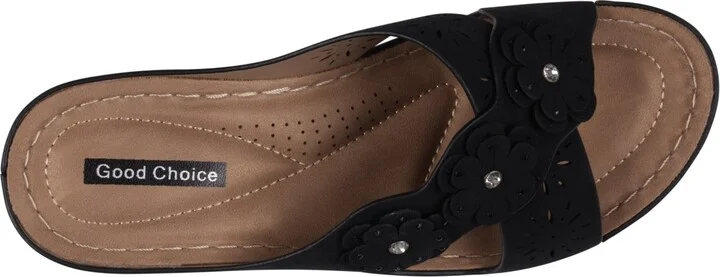 Gc Shoes Women's Miller Cross Strap Flower Slip-On Wedge Sandals - Image 4