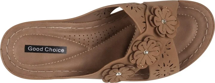 Gc Shoes Women's Miller Cross Strap Flower Slip-On Wedge Sandals - Image 8