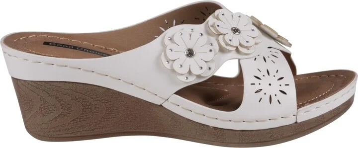 Gc Shoes Women's Miller Cross Strap Flower Slip-On Wedge Sandals - Image 10
