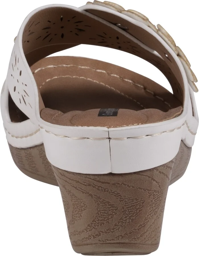 Gc Shoes Women's Miller Cross Strap Flower Slip-On Wedge Sandals - Image 11