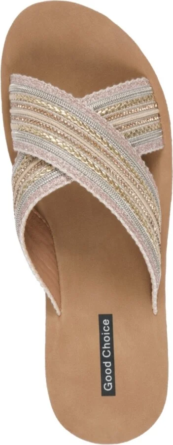 Gc Shoes Women's Robyn Embellished Crisscross Strap Wedge Sandals - Image 8