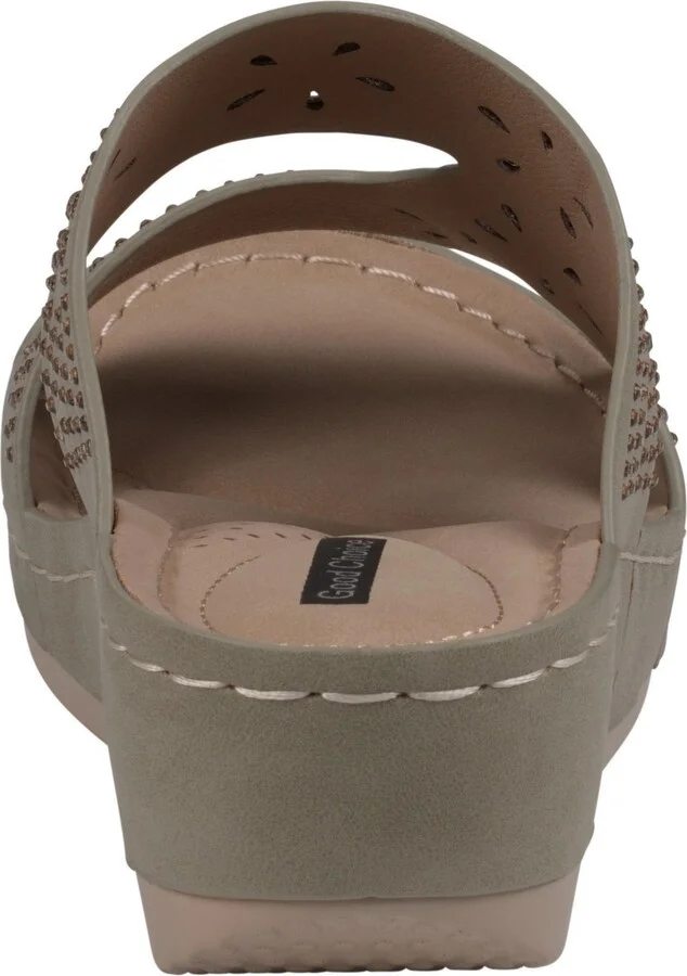 Gc Shoes Women's Santiago Perforated Studded Slip-On Wedge Sandals - Image 3