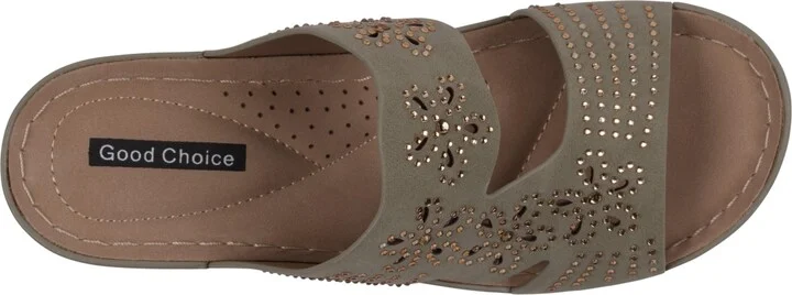 Gc Shoes Women's Santiago Perforated Studded Slip-On Wedge Sandals - Image 4