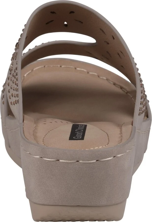 Gc Shoes Women's Santiago Perforated Studded Slip-On Wedge Sandals - Image 7