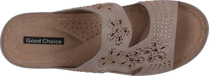 Gc Shoes Women's Santiago Perforated Studded Slip-On Wedge Sandals - Image 8