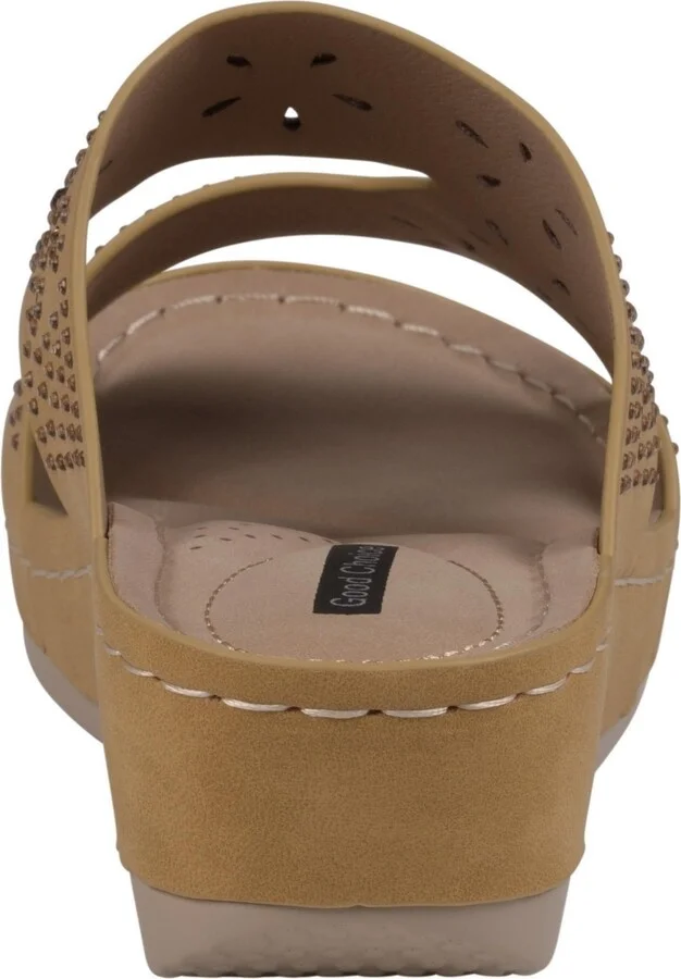 Gc Shoes Women's Santiago Perforated Studded Slip-On Wedge Sandals - Image 11
