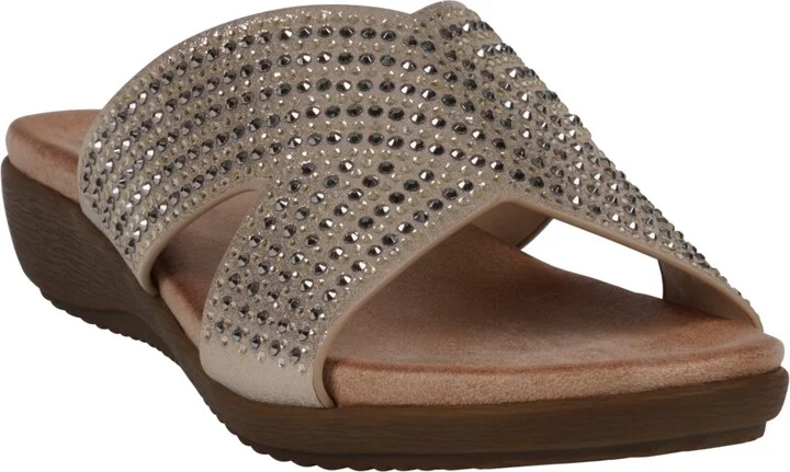 Gc Shoes Women's Sharlene Embellished Cross-Strap Flat Sandals