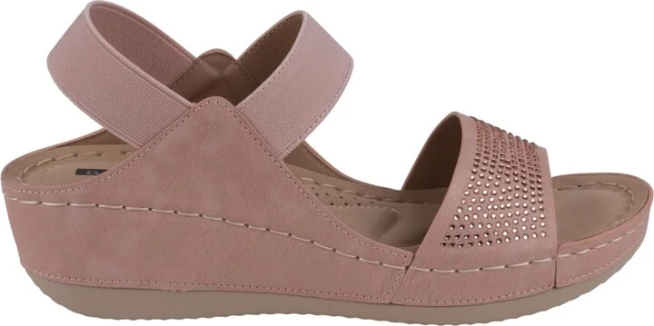 Gc Shoes Women's Tammy Embellished Elastic Double Band Wedge Sandals - Image 2