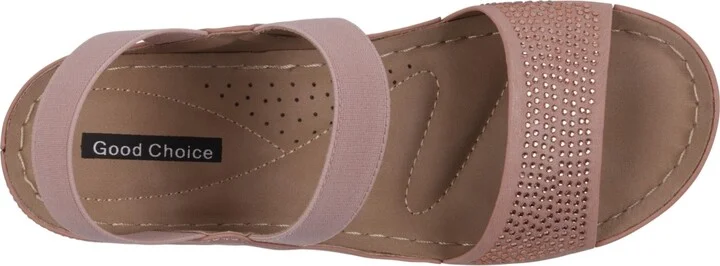 Gc Shoes Women's Tammy Embellished Elastic Double Band Wedge Sandals - Image 4