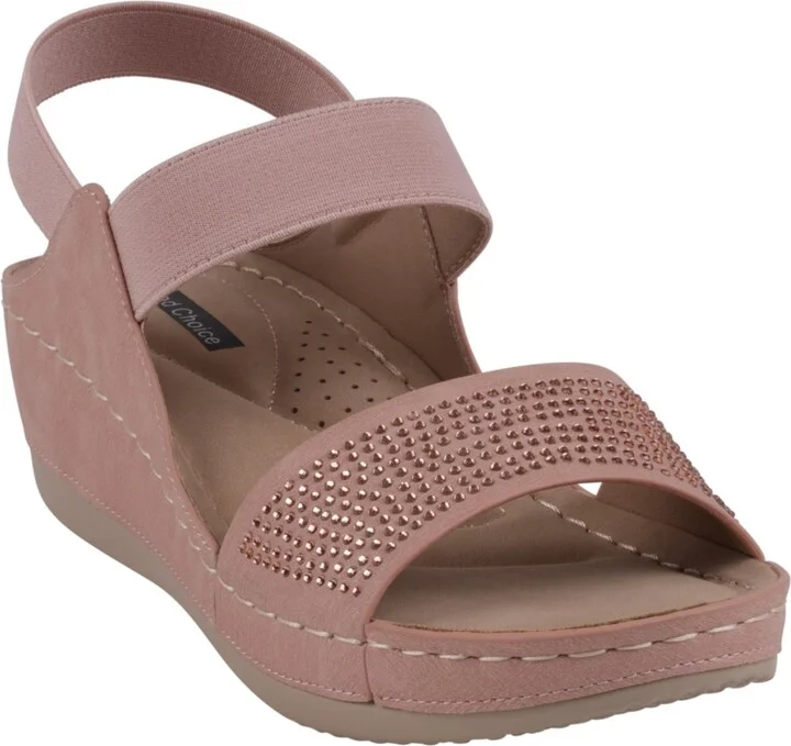 Gc Shoes Women's Tammy Embellished Elastic Double Band Wedge Sandals