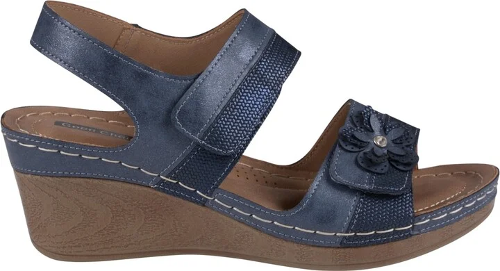 Gc Shoes Women's Tulip Stay-Put Double Band Flower Wedge Sandals - Image 2