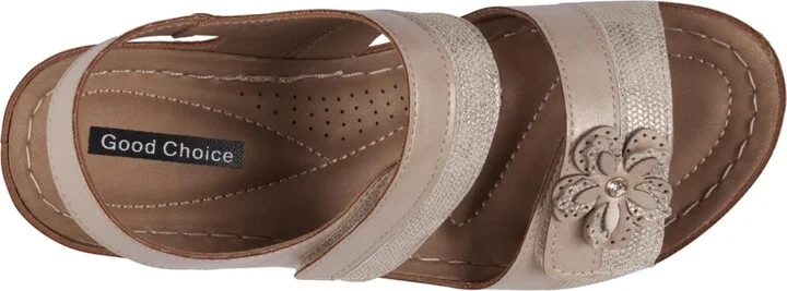 Gc Shoes Women's Tulip Stay-Put Double Band Flower Wedge Sandals - Image 8