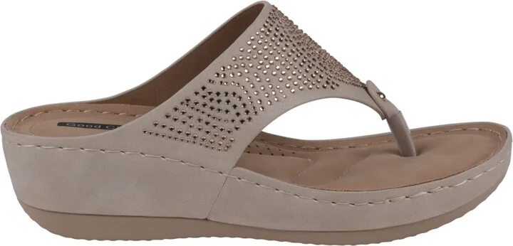 Gc Shoes Women's Wagner Embellished Thong Wedge Sandals - Image 6
