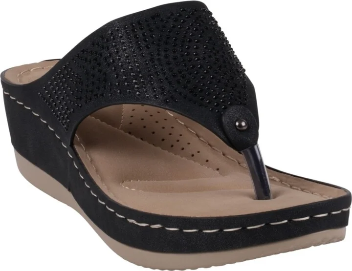 Gc Shoes Women's Wagner Embellished Thong Wedge Sandals