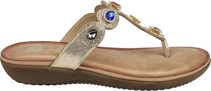 Gc Shoes Women's Zara Jeweled T Strap Thong Flat Sandals - Image 2