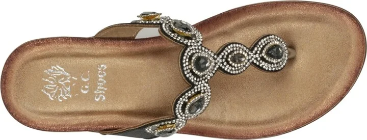 Gc Shoes Women's Zara Jeweled T Strap Thong Flat Sandals - Image 8