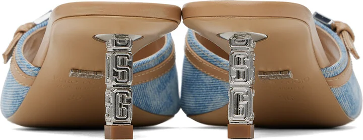 GCDS Blue & Beige Monogram Logo Chain Heeled Sandals - Image 2