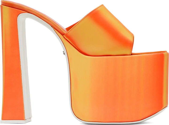 GCDS Orange Holographics Heeled Sandals