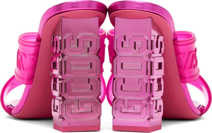 GCDS Pink Transpallic Criss-Cross Heeled Sandals - Image 2