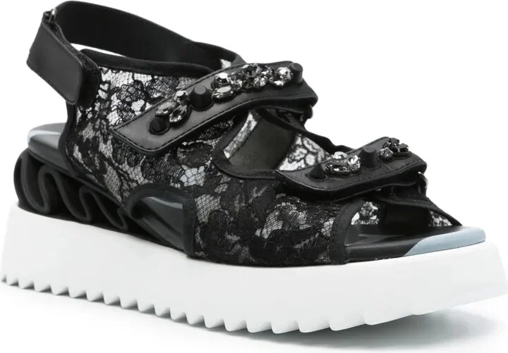 Gem-Embellished Laced Sandals - Image 2