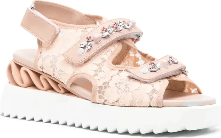 Gem-Embellished Laced Sandals - Image 2