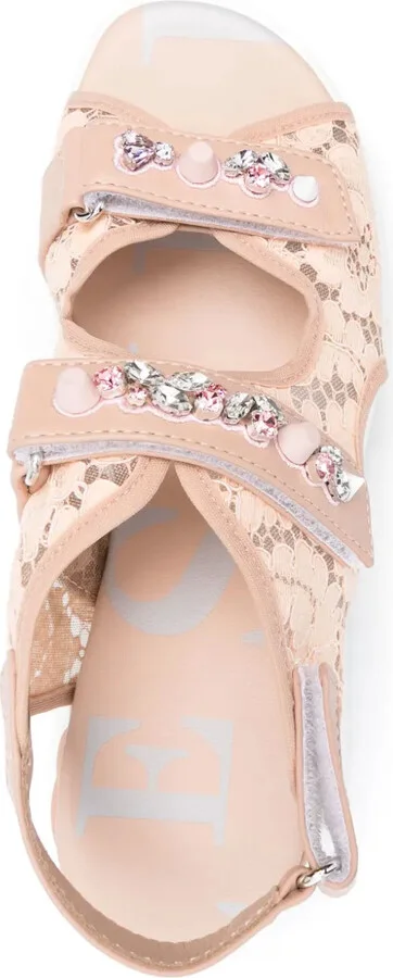 Gem-Embellished Laced Sandals - Image 4
