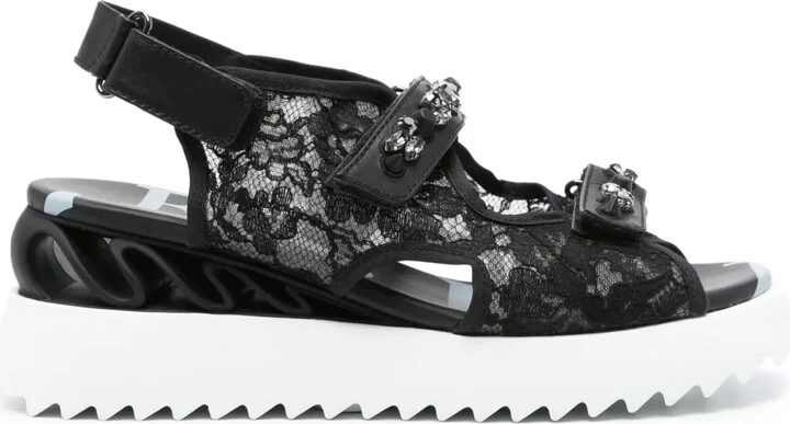 Gem-Embellished Laced Sandals