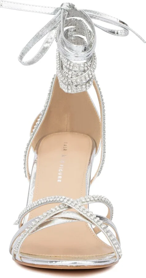 Gem Strap Croc Embossed Heeled Sandal - Wide Width - Image 2