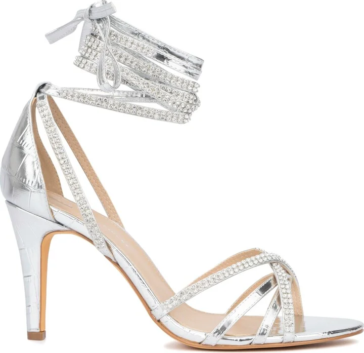 Gem Strap Croc Embossed Heeled Sandal - Wide Width - Image 4