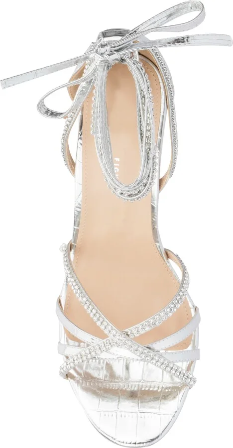 Gem Strap Croc Embossed Heeled Sandal - Wide Width - Image 5