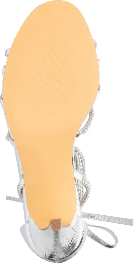 Gem Strap Croc Embossed Heeled Sandal - Wide Width - Image 6
