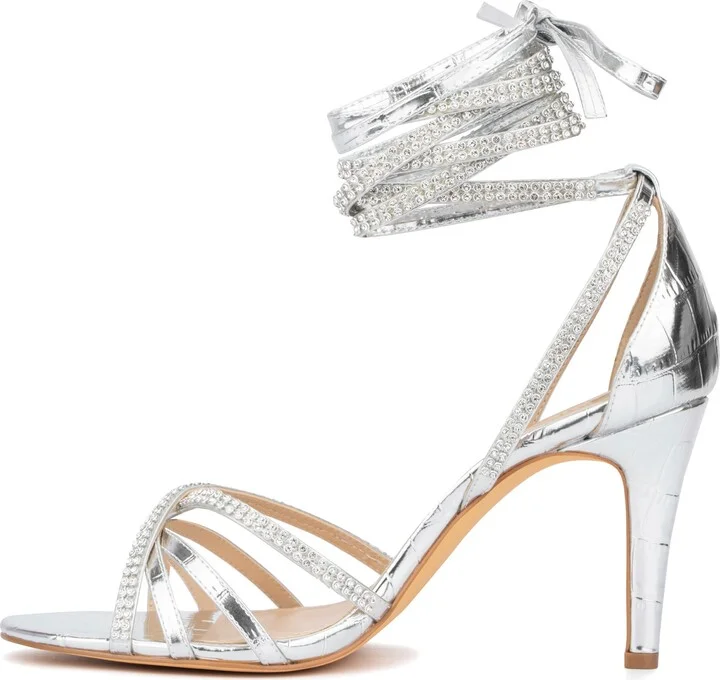 Gem Strap Croc Embossed Heeled Sandal - Wide Width - Image 8