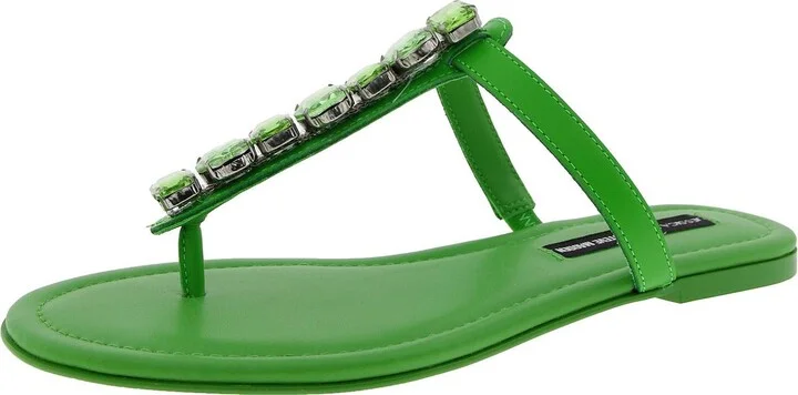 Gemma Womens Solid Leather T-Strap Sandals