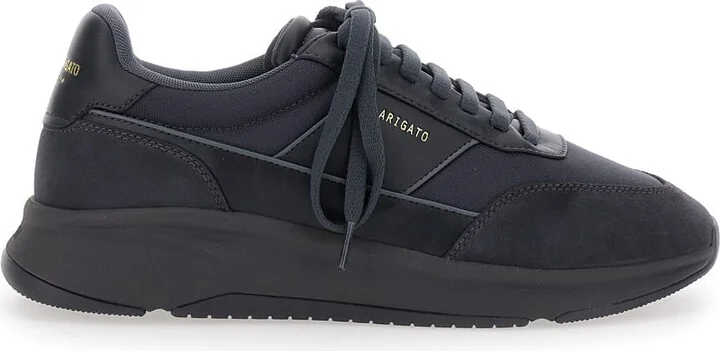 'genesis Neo Runner' Black Low Top Sneakers With Logo Lettering On Tongue And Heel In Leather Blend Man