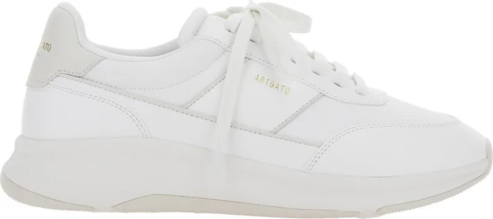 'genesis Neo Runner' White Low Top Sneakers With Logo Lettering On Tongue And Heel In Leather Blend Man