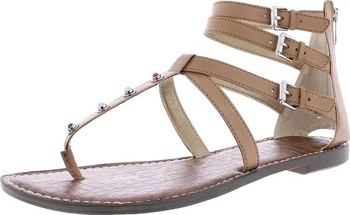 Genevive Womens Leather Studded Strappy Sandals